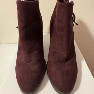 Women's Burgundy Suede Ankle Boots